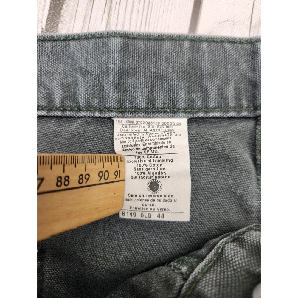 Carhartt B149 OLD Mens 44 Oil Green Canvas Carpenter Cargo Shorts Y2K Vintage